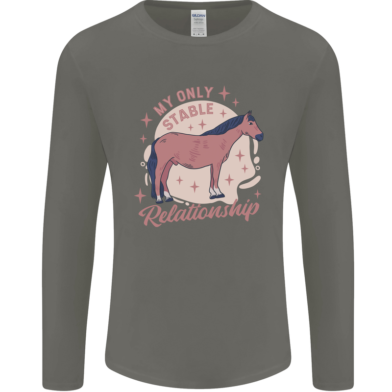 Equestrian Horse My Only Stable Relationship Mens Long Sleeve T-Shirt Charcoal