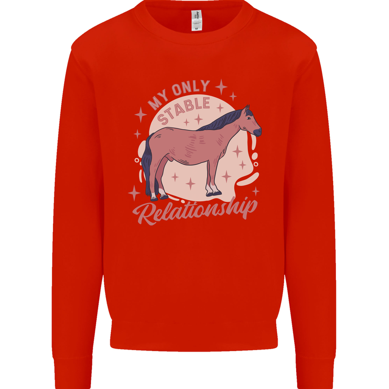 Equestrian Horse My Only Stable Relationship Mens Sweatshirt Jumper Bright Red