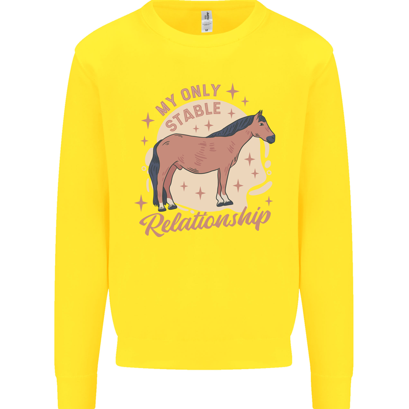 Equestrian Horse My Only Stable Relationship Mens Sweatshirt Jumper Yellow