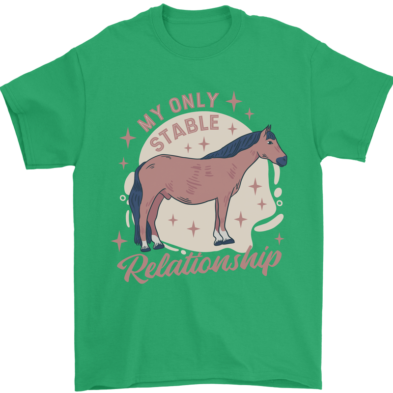 Equestrian Horse My Only Stable Relationship Mens T-Shirt 100% Cotton Irish Green