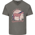 Equestrian Horse My Only Stable Relationship Mens V-Neck Cotton T-Shirt Charcoal