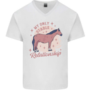 Equestrian Horse My Only Stable Relationship Mens V-Neck Cotton T-Shirt White