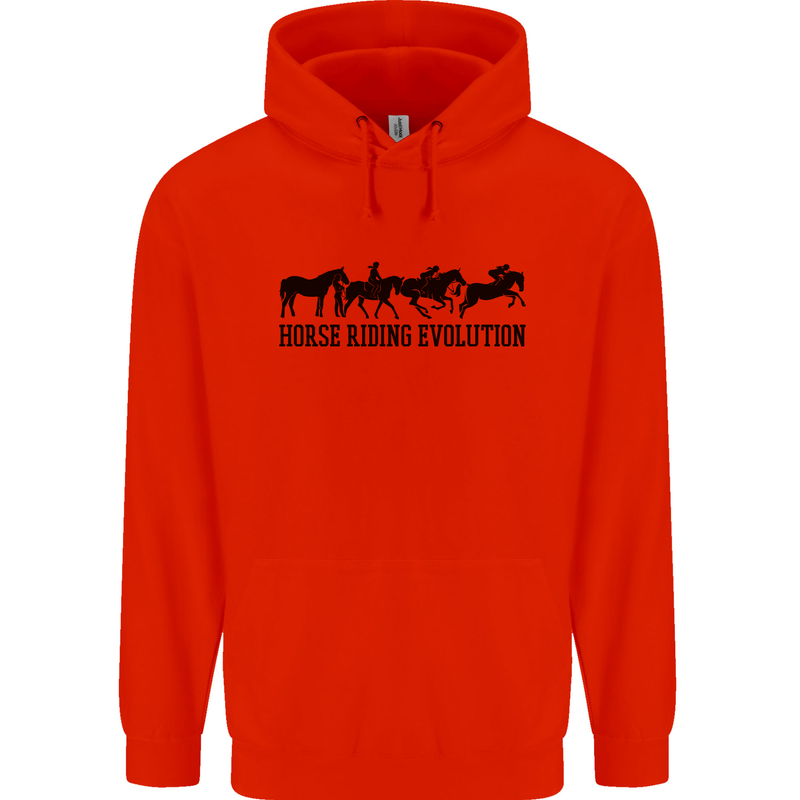 Equestrian Horse Riding Evolution Childrens Kids Hoodie Bright Red