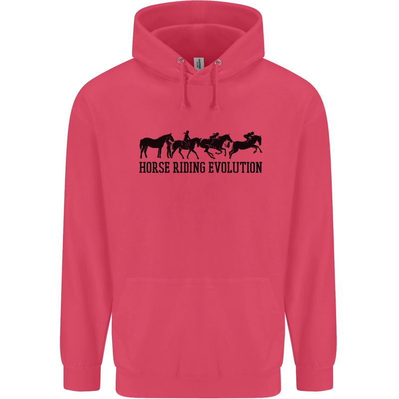 Equestrian Horse Riding Evolution Childrens Kids Hoodie Heliconia