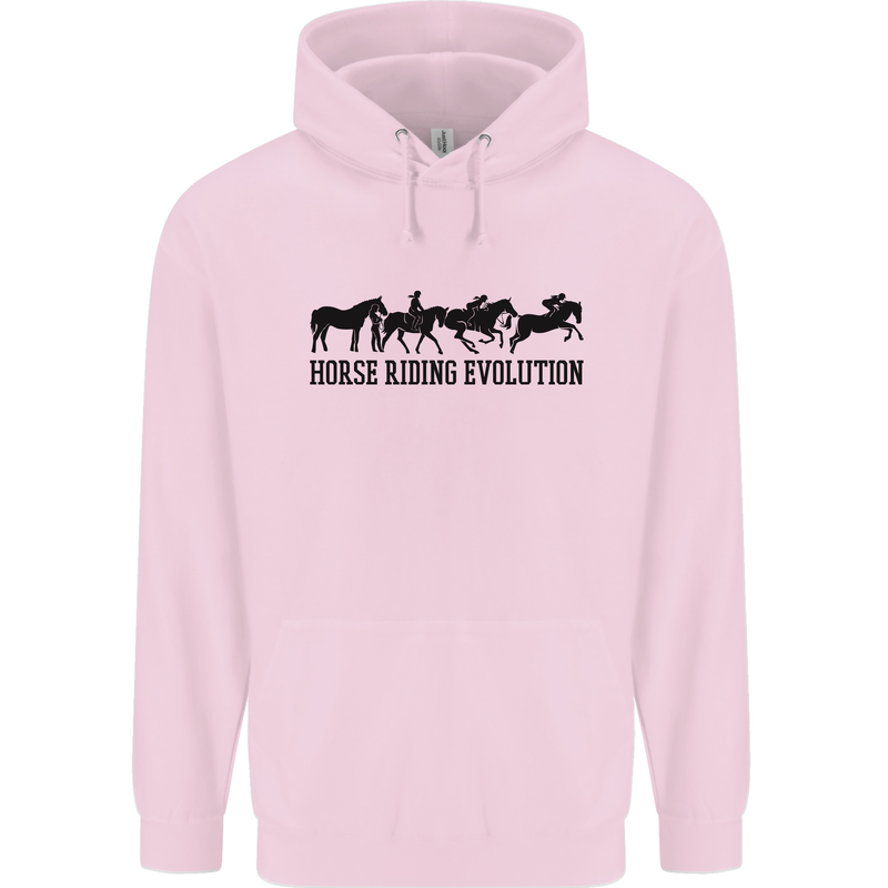 Equestrian Horse Riding Evolution Childrens Kids Hoodie Light Pink