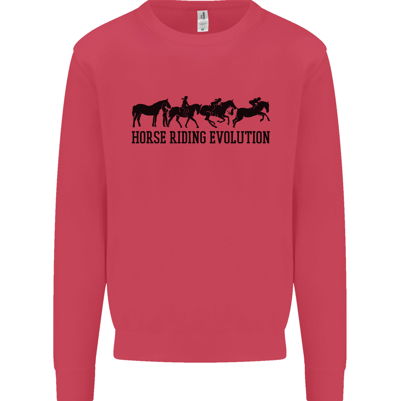 Equestrian Horse Riding Evolution Kids Sweatshirt Jumper Heliconia