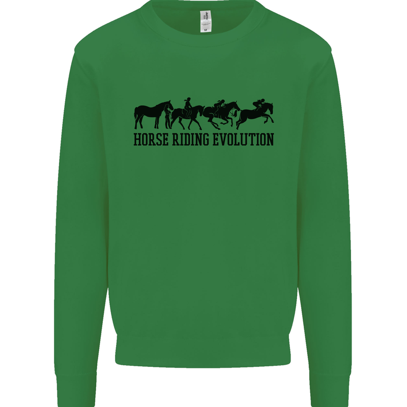 Equestrian Horse Riding Evolution Kids Sweatshirt Jumper Irish Green