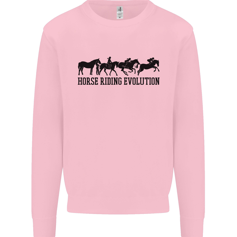 Equestrian Horse Riding Evolution Kids Sweatshirt Jumper Light Pink
