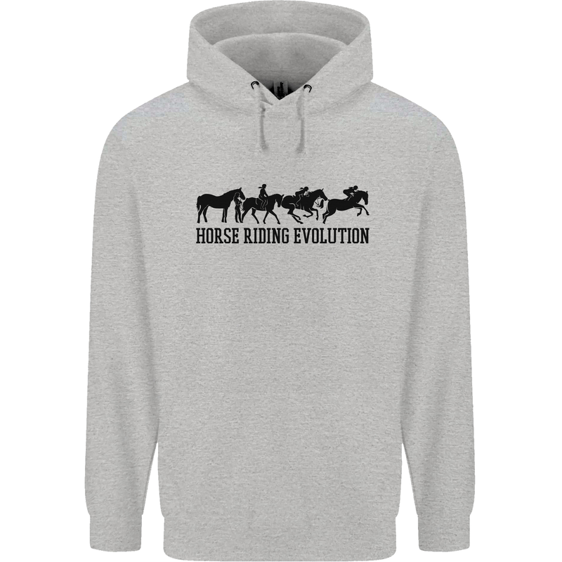 Equestrian Horse Riding Evolution Mens 80% Cotton Hoodie Sports Grey