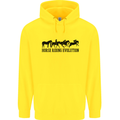 Equestrian Horse Riding Evolution Mens 80% Cotton Hoodie Yellow
