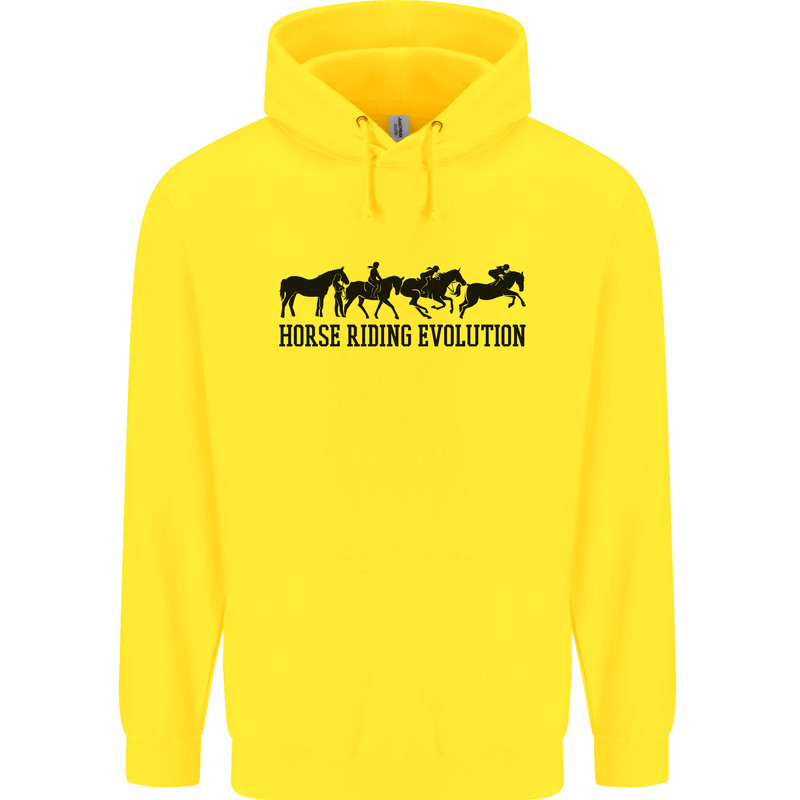 Equestrian Horse Riding Evolution Mens 80% Cotton Hoodie Yellow