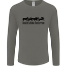 Equestrian Horse Riding Evolution Mens Long Sleeve T-Shirt Charcoal
