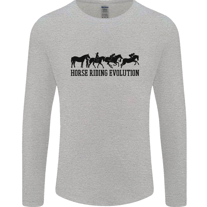 Equestrian Horse Riding Evolution Mens Long Sleeve T-Shirt Sports Grey