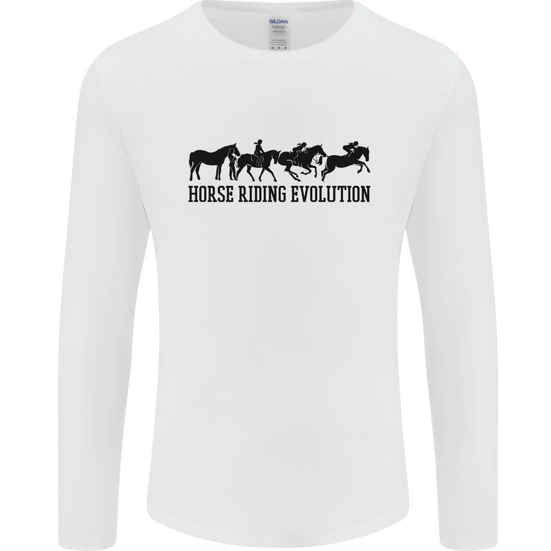 Equestrian Horse Riding Evolution Mens Long Sleeve T-Shirt White