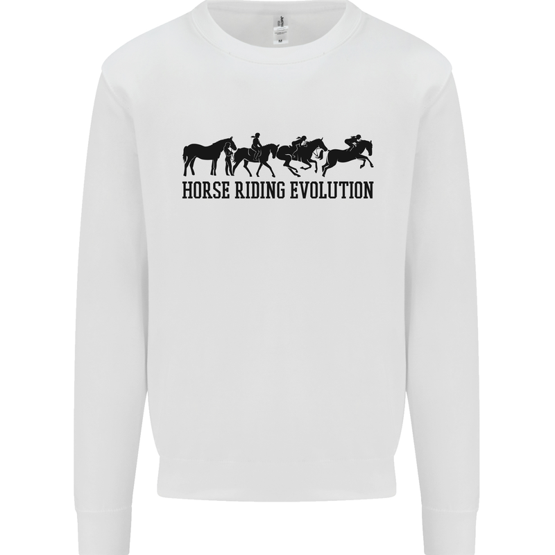 Equestrian Horse Riding Evolution Mens Sweatshirt Jumper White