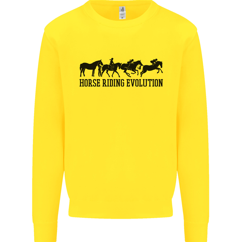 Equestrian Horse Riding Evolution Mens Sweatshirt Jumper Yellow