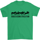 Equestrian Horse Riding Evolution Mens T-Shirt 100% Cotton Irish Green