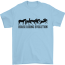 Equestrian Horse Riding Evolution Mens T-Shirt 100% Cotton Light Blue