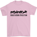Equestrian Horse Riding Evolution Mens T-Shirt 100% Cotton Light Pink
