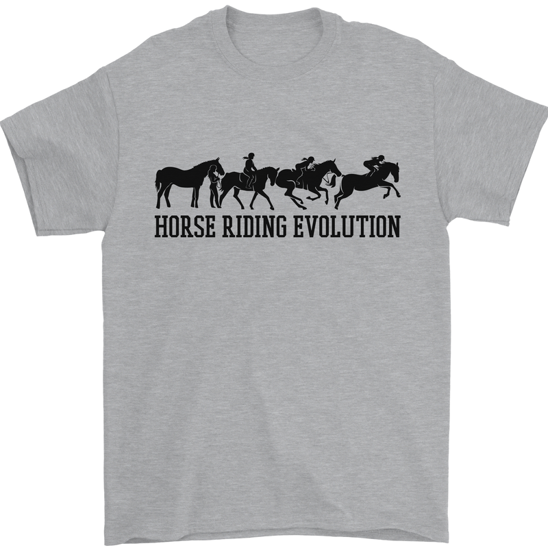 Equestrian Horse Riding Evolution Mens T-Shirt 100% Cotton Sports Grey