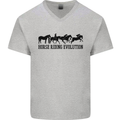 Equestrian Horse Riding Evolution Mens V-Neck Cotton T-Shirt Sports Grey