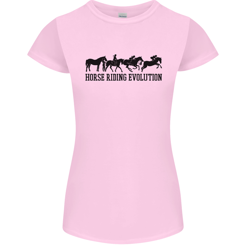 Equestrian Horse Riding Evolution Womens Petite Cut T-Shirt Light Pink