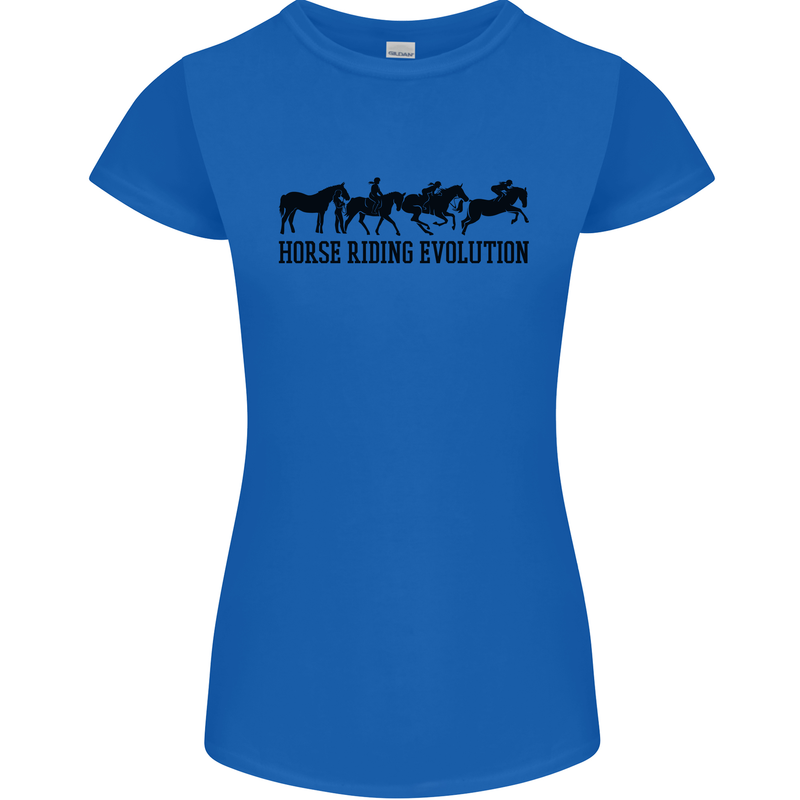 Equestrian Horse Riding Evolution Womens Petite Cut T-Shirt Royal Blue