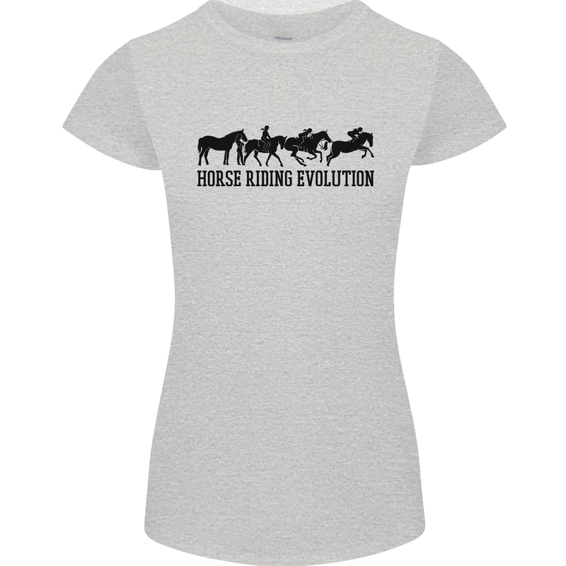 Equestrian Horse Riding Evolution Womens Petite Cut T-Shirt Sports Grey