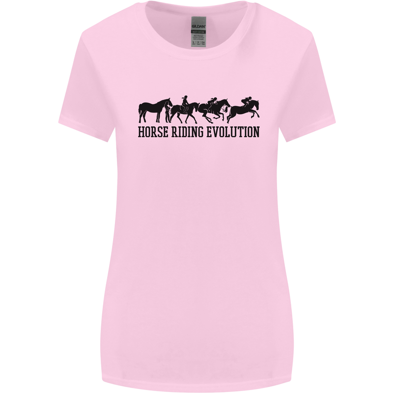 Equestrian Horse Riding Evolution Womens Wider Cut T-Shirt Light Pink