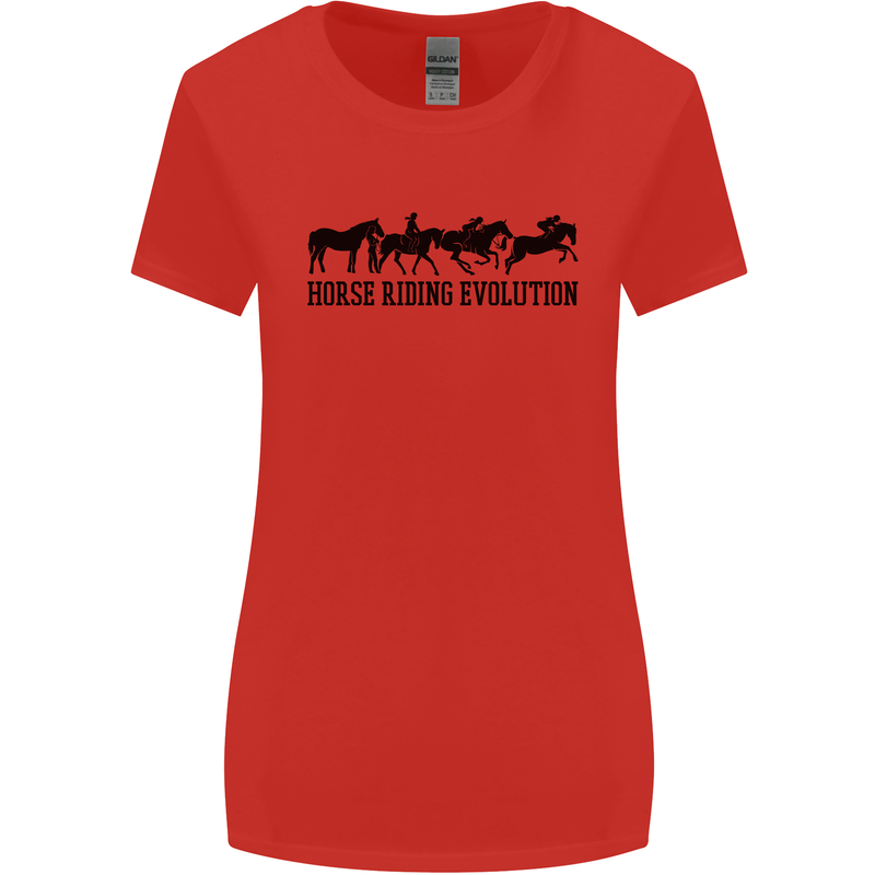 Equestrian Horse Riding Evolution Womens Wider Cut T-Shirt Red