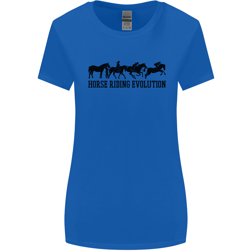Equestrian Horse Riding Evolution Womens Wider Cut T-Shirt Royal Blue