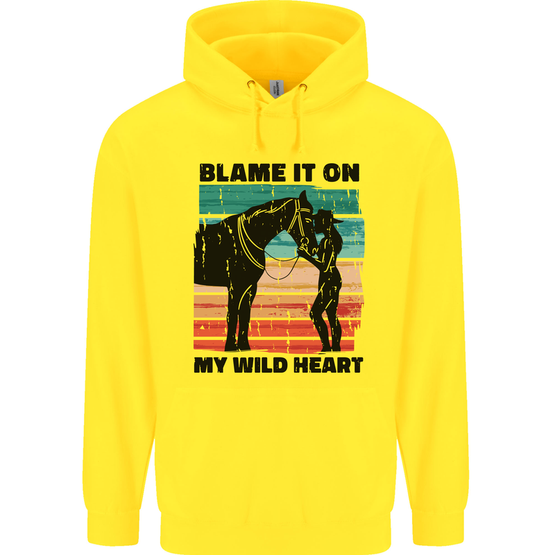 Equestrian Horse Riding My Wild Heart Childrens Kids Hoodie Yellow