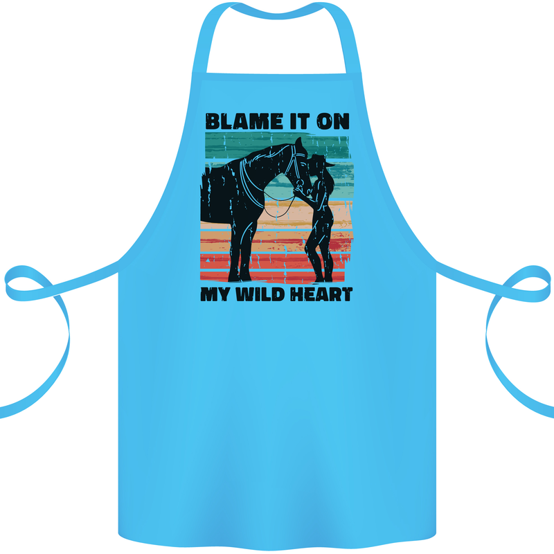 Equestrian Horse Riding My Wild Heart Cotton Apron 100% Organic Turquoise