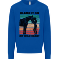 Equestrian Horse Riding My Wild Heart Kids Sweatshirt Jumper Royal Blue