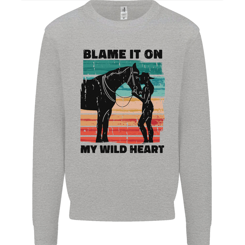 Equestrian Horse Riding My Wild Heart Kids Sweatshirt Jumper Sports Grey