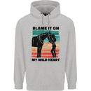 Equestrian Horse Riding My Wild Heart Mens 80% Cotton Hoodie Sports Grey