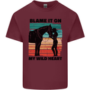 Equestrian Horse Riding My Wild Heart Mens Cotton T-Shirt Tee Top Maroon