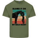 Equestrian Horse Riding My Wild Heart Mens Cotton T-Shirt Tee Top Military Green