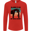 Equestrian Horse Riding My Wild Heart Mens Long Sleeve T-Shirt Red