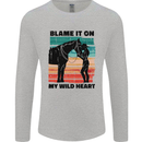 Equestrian Horse Riding My Wild Heart Mens Long Sleeve T-Shirt Sports Grey