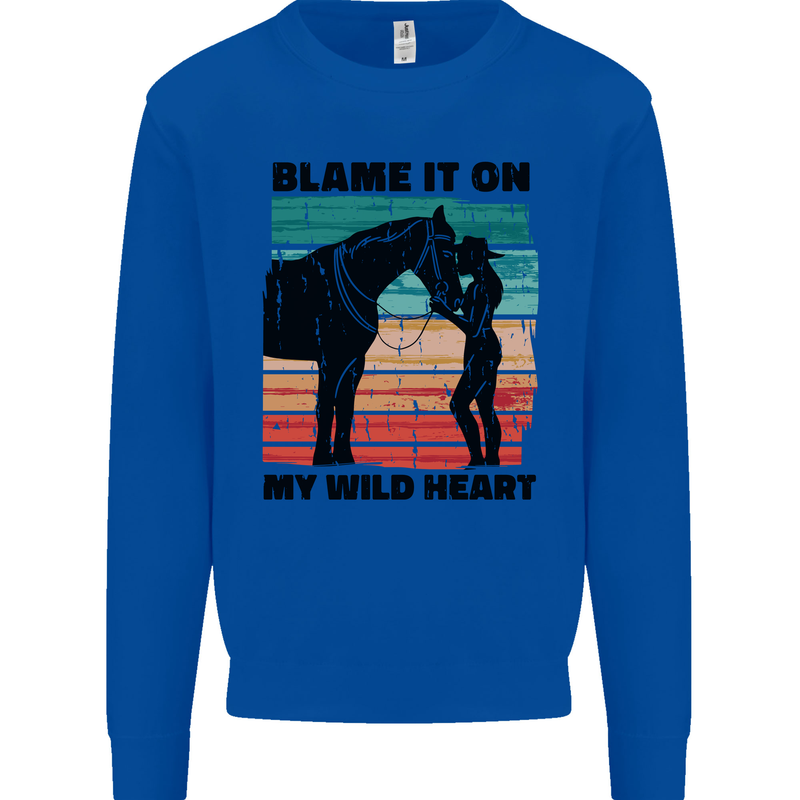 Equestrian Horse Riding My Wild Heart Mens Sweatshirt Jumper Royal Blue