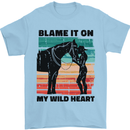Equestrian Horse Riding My Wild Heart Mens T-Shirt 100% Cotton Light Blue