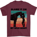 Equestrian Horse Riding My Wild Heart Mens T-Shirt 100% Cotton Maroon