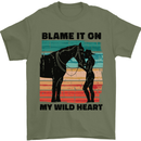 Equestrian Horse Riding My Wild Heart Mens T-Shirt 100% Cotton Military Green