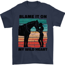Equestrian Horse Riding My Wild Heart Mens T-Shirt 100% Cotton Navy Blue