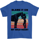 Equestrian Horse Riding My Wild Heart Mens T-Shirt 100% Cotton Royal Blue
