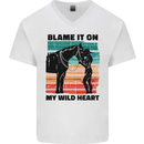 Equestrian Horse Riding My Wild Heart Mens V-Neck Cotton T-Shirt White