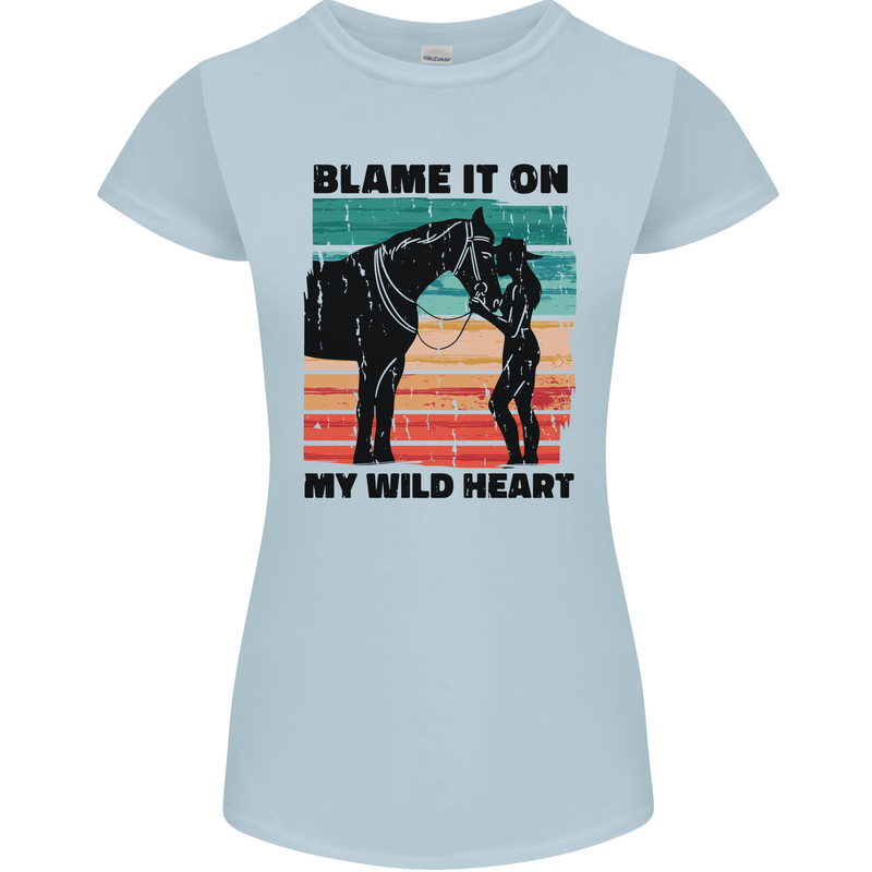 Equestrian Horse Riding My Wild Heart Womens Petite Cut T-Shirt Light Blue