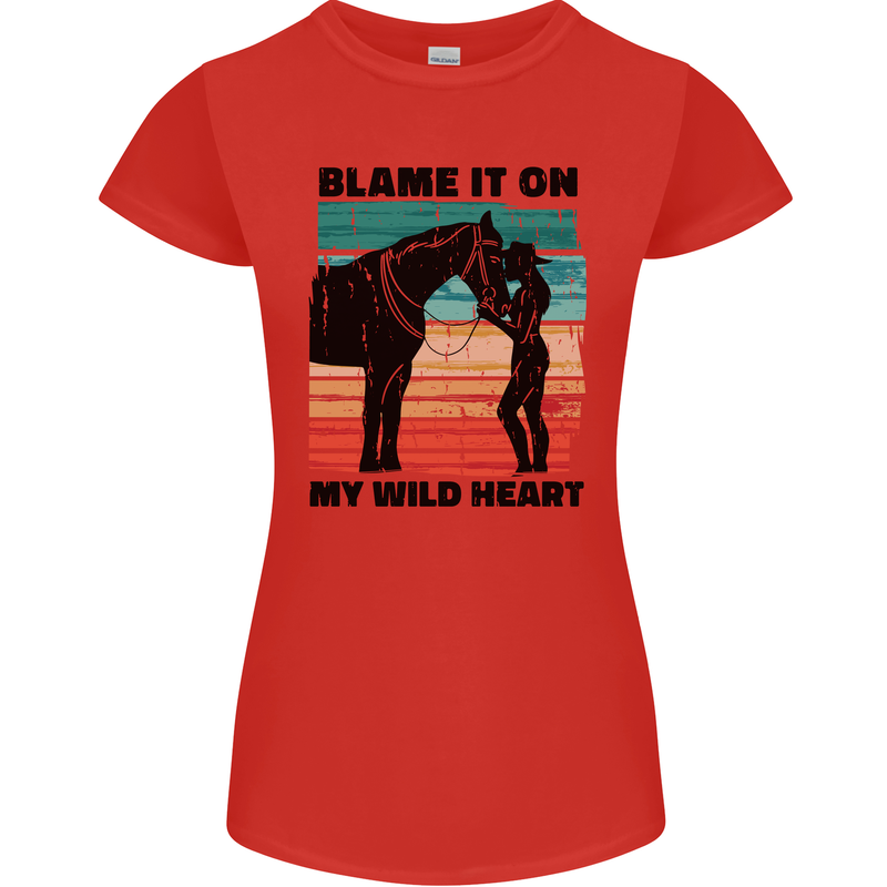 Equestrian Horse Riding My Wild Heart Womens Petite Cut T-Shirt Red