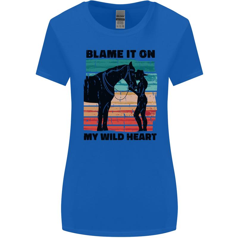 Equestrian Horse Riding My Wild Heart Womens Wider Cut T-Shirt Royal Blue